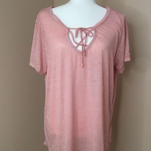 NWT Derek Heart lace-up burntout Tee plus sz.